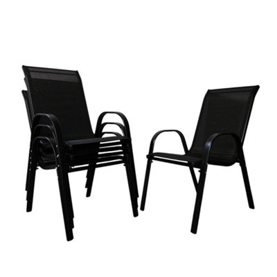 Set of 4 Outdoor Garden Patio Textilene Furniture Chairs in Black - 6