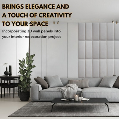 Set of 4 Padded Wall Panels With Adhesive Included (80x30cm) - Grey Velvet Upholstered Wall Panels - Wall Mounted Headboards - 4