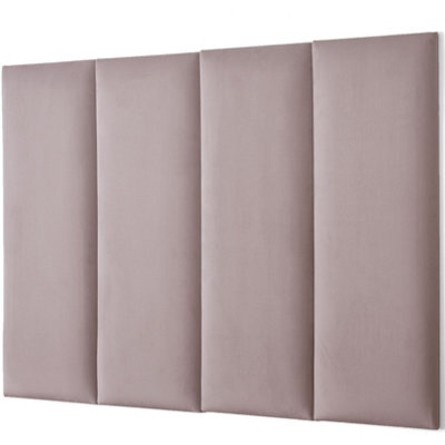 Set of 4 Padded Wall Panels With Adhesive Included (80x30cm) - Pink Velvet upholstered wall panels - Wall Mounted Headboards
