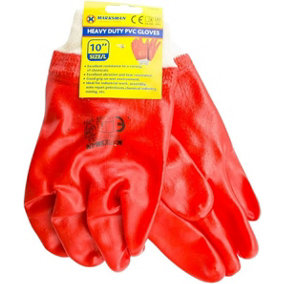 Set Of 4 Pairs Red Pvc Rubber Safety Builders Work Gloves Protect Diy