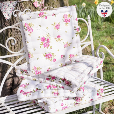 High Back Garden Chair Cushions Set Of Set Of Pink Floral Print