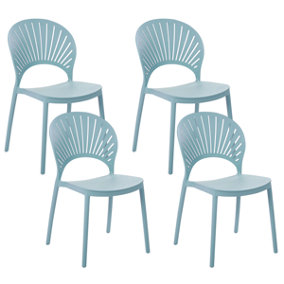 Set of 4 Plastic Dining Chairs Blue OSTIA