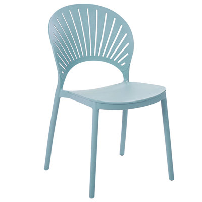 Set of 4 Plastic Dining Chairs Blue OSTIA