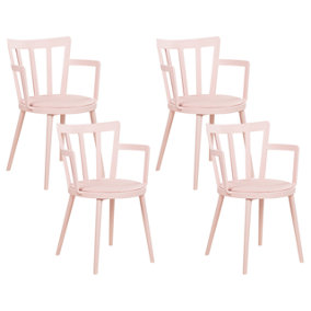 Set of 4 Plastic Dining Chairs Pink MORILL