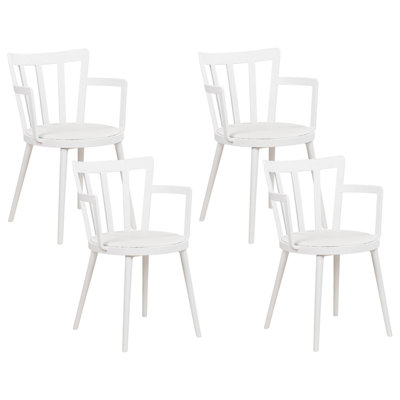 Set of 4 Plastic Dining Chairs White MORILL DIY at B&Q