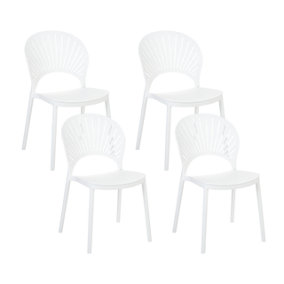 Set of 4 Plastic Dining Chairs White OSTIA