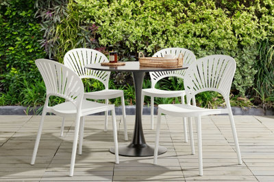Set of 4 Plastic Dining Chairs White OSTIA