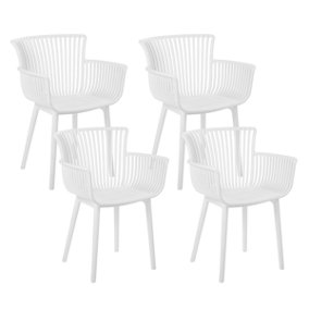 Set of 4 Plastic Dining Chairs White PESARO