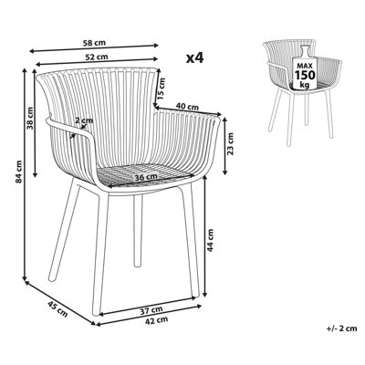 Set of 4 Plastic Dining Chairs White PESARO