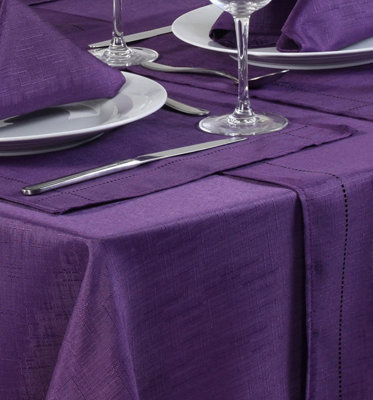 Set Of 4 Purple Polyester Placemats Dining Table Mats Wedding Hotel Linen Dinner Party