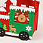 Set of 4 Red Felt Reindeer Train Christmas Gift Bags