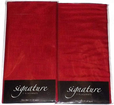 Set Of 4 Red Polyester Placemats Dining Table Mats Wedding Hotel Linen Dinner Party