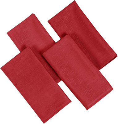 Set Of 4 Red Polyester Square Napkins Table Cloth Wedding Hotel Linen Dinner Party