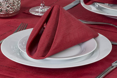 Set Of 4 Red Polyester Square Napkins Table Cloth Wedding Hotel Linen Dinner Party - 3