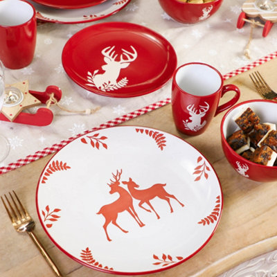 Red christmas dinnerware clearance