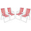 Set Of 4 Red Stripe Outdoor Garden Camping Beach Folding Chair