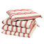 Set of 4 Red Striped Outdoor Garden Chair Seat Pad Cushions