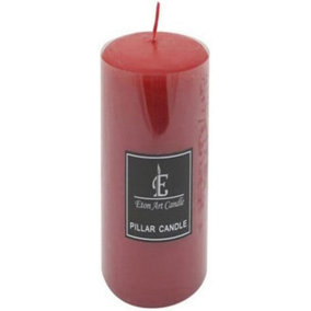Set Of 4 Red Unscented Candle Burning Relax Pillar Wax Home Decoration 9cm