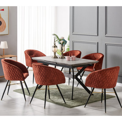 Set of 4 Red Vittorio Velvet Dining Chairs Upholstered Chairs for Dining Room Armchair