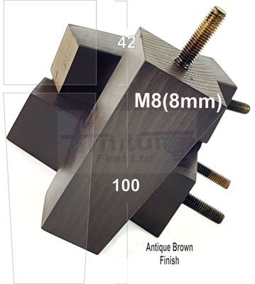 SET OF 4 REPLACEMENT FURNITURE BUN FEET ANTIQUE BROWN TURNED WOOD LEGS