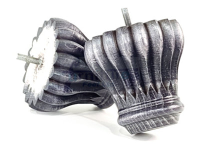 SET OF 4 REPLACEMENT FURNITURE BUN FEET BLACK WASHED TURNED WOODEN LEGS