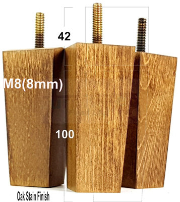 SET OF 4 REPLACEMENT FURNITURE BUN FEET DARK OAK WASH TURNED WOOD LEGS