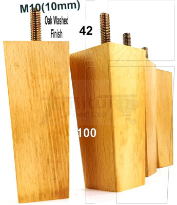 SET OF 4 REPLACEMENT FURNITURE BUN FEET OAK WASH TURNED WOOD LEGS 100mm