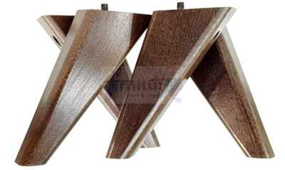 SET OF 4 REPLACEMENT FURNITURE SQUARE FEET ANTIQUE BROWN STAIN TAPERED WOODEN LEGS 150mm HIGH M10