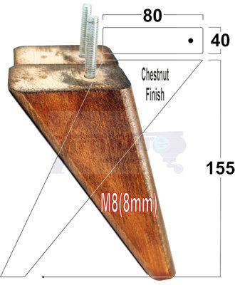 SET OF 4 REPLACEMENT FURNITURE SQUARE FEET CHESTNUT WASH TAPERED WOODEN LEGS 150mm HIGH M8