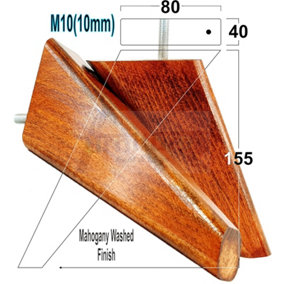 SET OF 4 REPLACEMENT FURNITURE SQUARE FEET MAHOGANY WASH TAPERED WOODEN LEGS 150mm HIGH M10