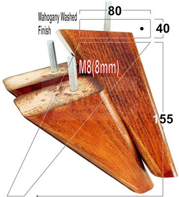 SET OF 4 REPLACEMENT FURNITURE SQUARE FEET MAHOGANY WASH TAPERED WOODEN LEGS 150mm HIGH M8