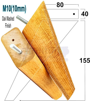 SET OF 4 REPLACEMENT FURNITURE SQUARE FEET OAK WASH TAPERED WOODEN LEGS