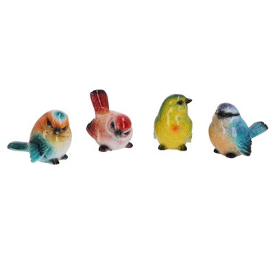 Set Of 4 Resin Birds Ornament Statue Garden House Decor Yard Home ...