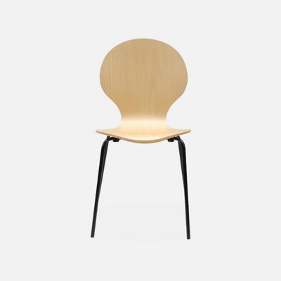 Set of 4 retro wooden stacking chairs Natural - sweeek