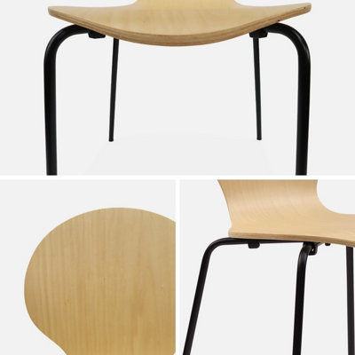 Set of 4 retro wooden stacking chairs Natural - sweeek
