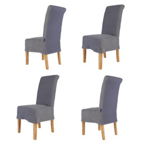 Set of 4 Riviera Loose Cover Kitchen Furniture Dining Room Chair - Grey