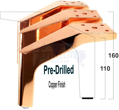 Set of 4 ROSE GOLD FURNITURE FEET METAL COPPER FURNITURE LEGS  SOFAS CHAIRS STOOLS 160mm HIGH PKC1001 PreDrilled Price Comparisons | Compare The Build