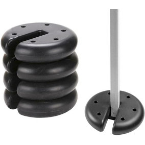 Set of 4 Round Canopy Tent Leg Weights Secure Anchor Gazebo Camping Outdoor - 9.4kg Total Weight