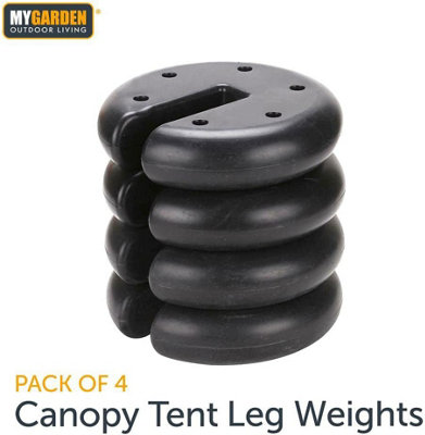 Set of 4 Round Canopy Tent Leg Weights Secure Anchor Gazebo Camping Outdoor - 9.4kg Total Weight