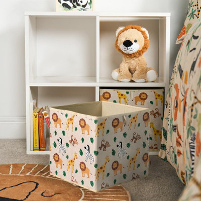 Set Of 4 Safari Storage Box Cubes Folding Space Saving Shelf Boxes - 4