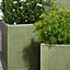Set of 4 Sage Green Ribbed Finish Fibre Clay Indoor Outdoor Garden Plant Pots Houseplant Flower Planters