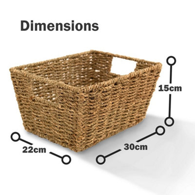 Set of 4 Seagrass Storage Baskets Natural Woven Storage Boxes