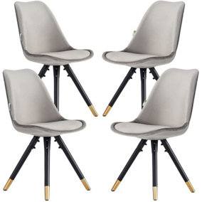 Set of 4 Sofia Velvet Dining Chairs Upholstered Dining Room Chair, Dark Grey
