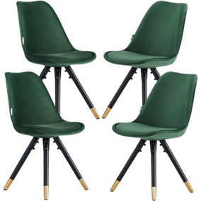 Set of 4 Sofia Velvet Dining Chairs Upholstered Dining Room Chair, Green