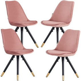Set of 4 Sofia Velvet Dining Chairs Upholstered Dining Room Chair, Pink