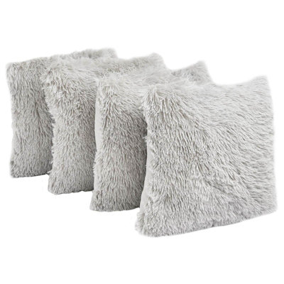 Set of 4 Soft Fluffy Shaggy Square Cushion Covers