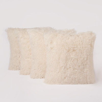 Cream 2024 shaggy cushions