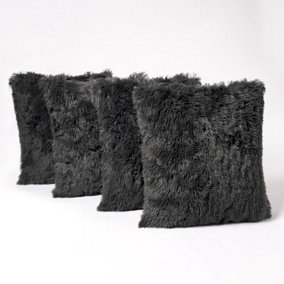 Set of 4 Soft Fluffy Shaggy Square Cushion Covers