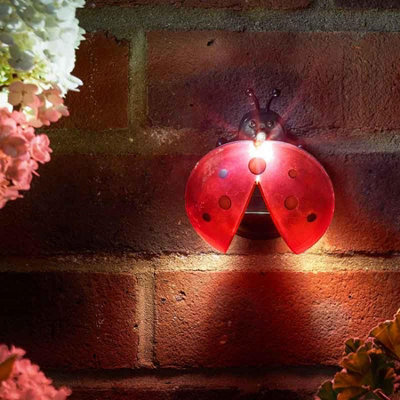 Set of 4 Solar Powered Lady Bug Lights - Outdoor Garden LED Decorations ...
