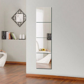 Set of 4 Square Frameless Wall Mirror Tiles 300 x 300 mm